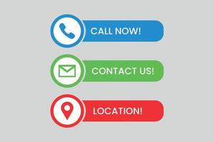 Contact us button with call now label banner and location icon chat sign in modern banners buttons vector