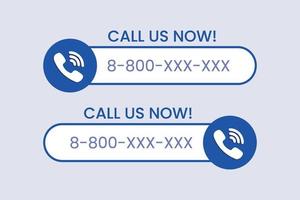 Phone call us now template blue mobile call with subscriber number vector