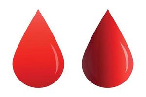 Red blood drop vector isolated on white background.