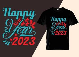 feliz año nuevo 2023 tipografía diseño de camiseta vector