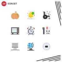 Modern Set of 9 Flat Colors Pictograph of code education health clock safe Editable Vector Design Elements