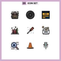 paquete de iconos de vector de stock de 9 signos y símbolos de línea para elementos de diseño de vector editables de tecnología de economía de servidor de pronóstico moderno