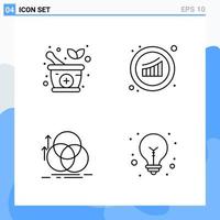 Modern 4 Line style icons Outline Symbols for general use Creative Line Icon Sign Isolated on White Background 4 Icons Pack Creative Black Icon vector background