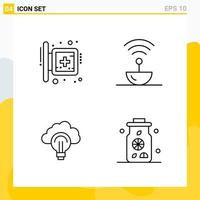 Collection of 4 Universal Line Icons Icon Set for Web and Mobile Creative Black Icon vector background