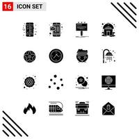 Modern Set of 16 Solid Glyphs and symbols such as star satanic advertising pentacle tent Editable Vector Design Elements