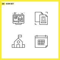 4 Creative Icons Modern Signs and Symbols of lock duplicate check copy learn Editable Vector Design Elements