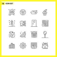 16 Icon Set Simple Line Symbols Outline Sign on White Background for Website Design Mobile Applications and Print Media Creative Black Icon vector background