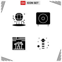 4 Icons Solid Style Grid Based Creative Glyph Symbols for Website Design Simple Solid Icon Signs Isolated on White Background 4 Icon Set Creative Black Icon vector background