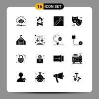 16 iconos creativos signos y símbolos modernos de máscaras comedia caliente fotografía de carnaval elementos de diseño vectorial editables vector