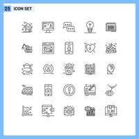 Universal Icon Symbols Group of 25 Modern Lines of business light bubble electric reply Editable Vector Design Elements