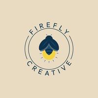 firefly vintage logo with emblem vector illustration design