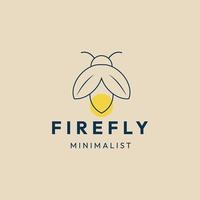 firefly line art logo minimalista vector ilustración diseño