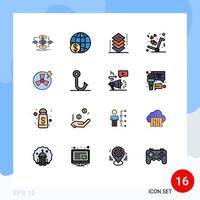 16 User Interface Flat Color Filled Line Pack of modern Signs and Symbols of like delivery payment programing development Editable Creative Vector Design Elements