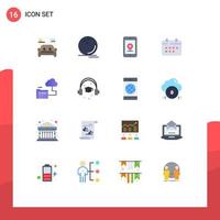 grupo universal de símbolos de iconos de 16 colores planos modernos de vacaciones tiempo calendario ubicación paquete editable de elementos de diseño de vectores creativos