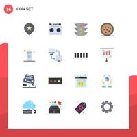 16 Flat Color concept for Websites Mobile and Apps baby thanksgiving light snack rule Editable Pack of Creative Vector Design Elements