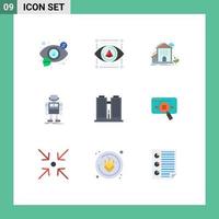 Set of 9 Vector Flat Colors on Grid for robotic machine printer autonomous building Editable Vector Design Elements