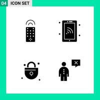 Pack of 4 Solid Style Icon Set Glyph Symbols for print Creative Signs Isolated on White Background 4 Icon Set Creative Black Icon vector background