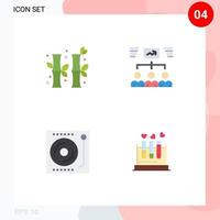 Group of 4 Flat Icons Signs and Symbols for bamboo devices gree project music Editable Vector Design Elements