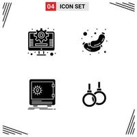 Modern Set of 4 Solid Glyphs and symbols such as business safe food breakfast strongbox Editable Vector Design Elements