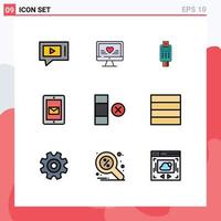 9 Filledline Flat Color concept for Websites Mobile and Apps service mobile machine payment credit card Editable Vector Design Elements