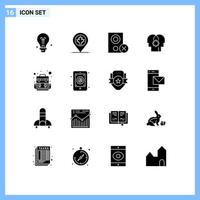 16 Creative Icons Modern Signs and Symbols of camp setting devices mind brain Editable Vector Design Elements