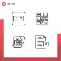 Group of 4 Filledline Flat Colors Signs and Symbols for form tax native marketing data Editable Vector Design Elements