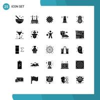 Modern Set of 25 Solid Glyphs and symbols such as flower tower wireless lighthouse beach Editable Vector Design Elements