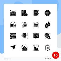 Modern Set of 16 Solid Glyphs Pictograph of independence day holiday hardware transfer protection Editable Vector Design Elements