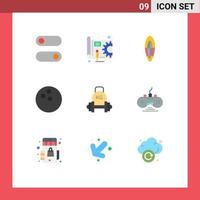 Modern Set of 9 Flat Colors and symbols such as kettlebell dumbbell sports barbell bowling Editable Vector Design Elements