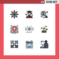 Set of 9 Modern UI Icons Symbols Signs for grid architect hiring security processor Editable Vector Design Elements