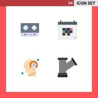 Set of 4 Vector Flat Icons on Grid for stove fast cooking date human Editable Vector Design Elements