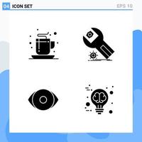 Modern 4 solid style icons Glyph Symbols for general use Creative Solid Icon Sign Isolated on White Background 4 Icons Pack Creative Black Icon vector background