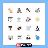 conjunto de 16 iconos de interfaz de usuario modernos signos de símbolos para el instrumento de teclado de micrófono de tipo candelabro paquete editable de elementos de diseño de vectores creativos