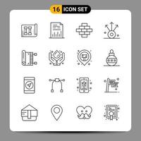 16 Black Icon Pack Outline Symbols Signs for Responsive designs on white background 16 Icons Set Creative Black Icon vector background