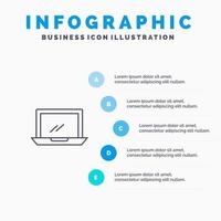 icono de línea de pc de hardware de dispositivo de escritorio de computadora con fondo de infografía de presentación de 5 pasos vector