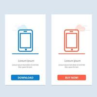 Cell Mobile Phone Call  Blue and Red Download and Buy Now web Widget Card Template vector