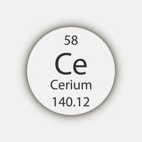 Cerium symbol. Chemical element of the periodic table. Vector illustration.