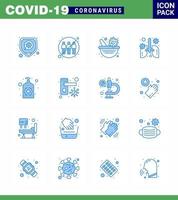 corona virus 2019 y 2020 epidemia 16 paquete de iconos azules como neumonía transferencia pulmonar respiración virus vacuna coronavirus viral 2019nov enfermedad vector elementos de diseño