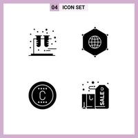 4 User Interface Solid Glyph Pack of modern Signs and Symbols of chemistry protection network connection trademark Editable Vector Design Elements