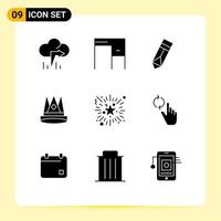 Pictogram Set of 9 Simple Solid Glyphs of event position design first king Editable Vector Design Elements