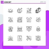 User Interface Pack of 16 Basic Outlines of copying file internet share road Editable Vector Design Elements