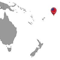 pin mapa con bandera de samoa en el mapa mundial. ilustración vectorial vector