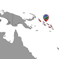 Pin map with Solomon Islands flag on world map. Vector illustration.