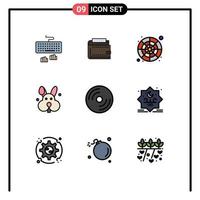 Set of 9 Modern UI Icons Symbols Signs for rabbit bynny personal sample color palette Editable Vector Design Elements