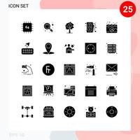 25 User Interface Solid Glyph Pack of modern Signs and Symbols of coffee calendar tree shopping money Editable Vector Design Elements