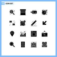 Universal Icon Symbols Group of 16 Modern Solid Glyphs of product descriptions finance analytic payments Editable Vector Design Elements