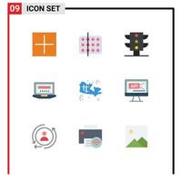 Pictogram Set of 9 Simple Flat Colors of location education sample hardware laptop Editable Vector Design Elements