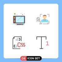 Modern Set of 4 Flat Icons Pictograph of pen css finger scan development Editable Vector Design Elements