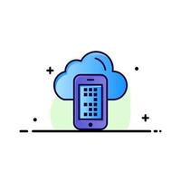 Cloud Computing Mobile Cell  Business Flat Line Filled Icon Vector Banner Template