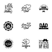 Happy fathers day 9 Black vintage retro type font Illustrator eps10 Editable Vector Design Elements